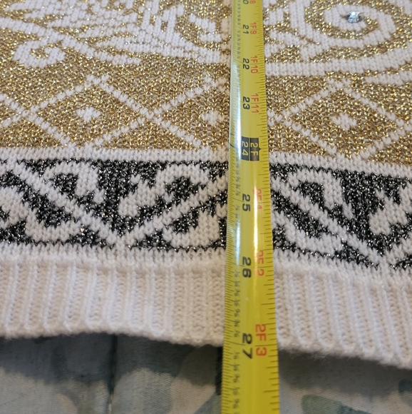 Marauda Vintage Glam 80's gold Metallic Christmas Sweater - Picture 8 of 10